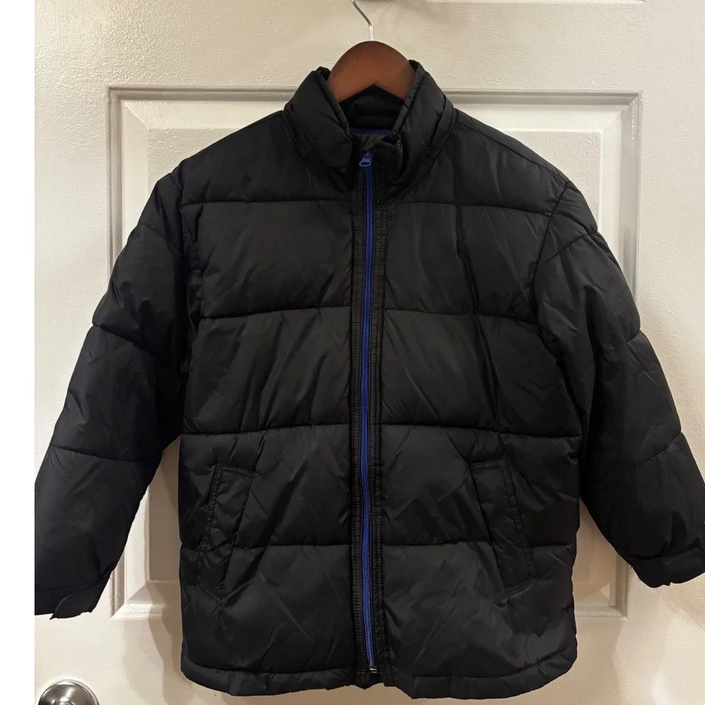 Gap Kids Black Puffer Jacket Blue Zip Fleece Lined Size S Small Outerwear